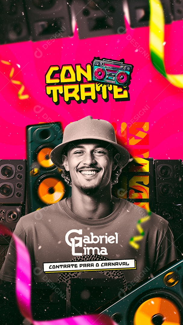 Story Flyer Carnaval Contrate Gabriel Lima Social Media PSD Editável
