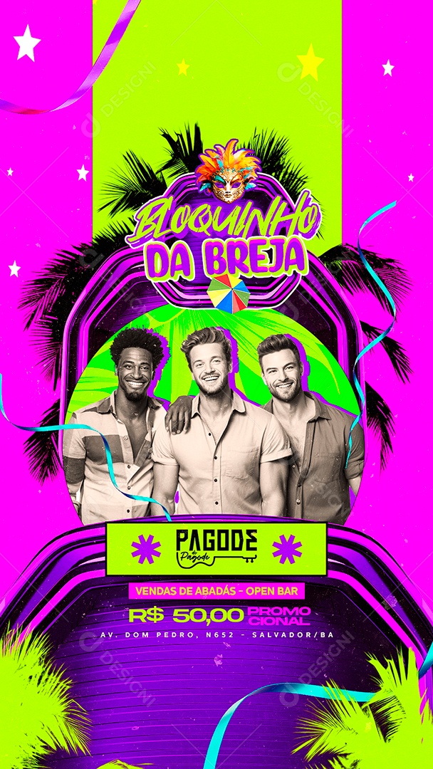 Story Flyer Carnaval Bloquinho Da Breja Pagode do Pagode Social Media PSD Editável