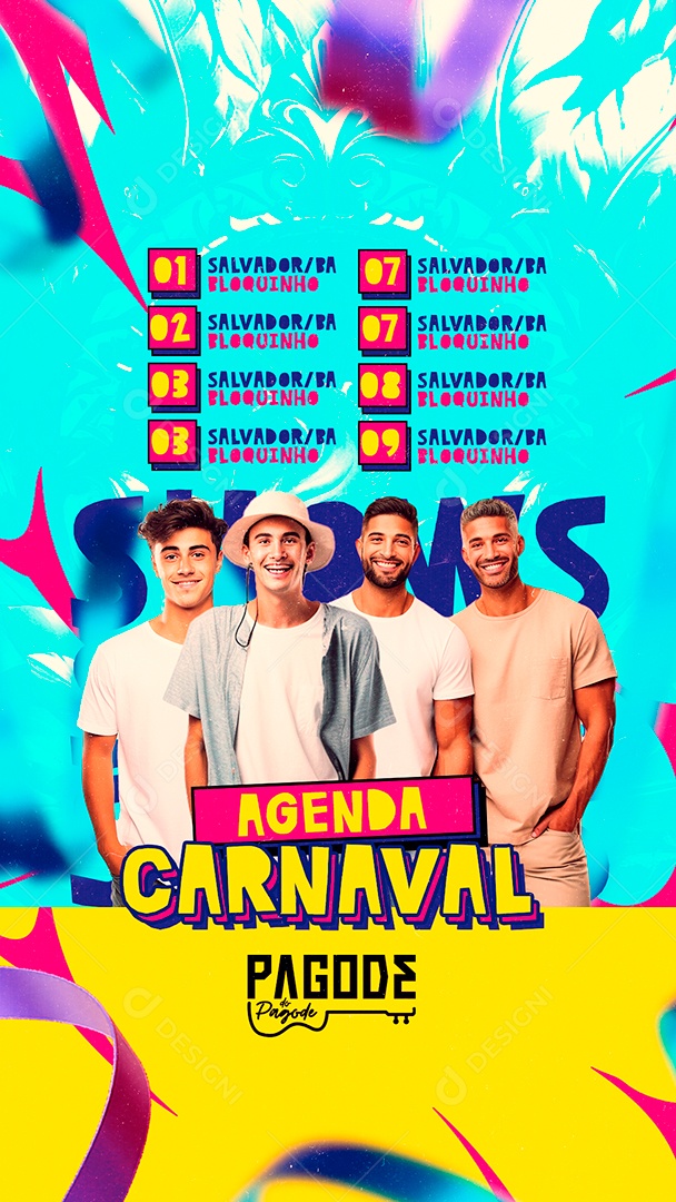 Story Flyer Agenda Carnaval Pagode do Pagode Social Media PSD Editável