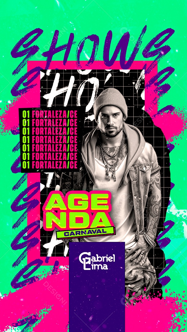 Story Flyer Carnaval Hoje Gabriel Lima Agenda Carnaval Social Media PSD Editável