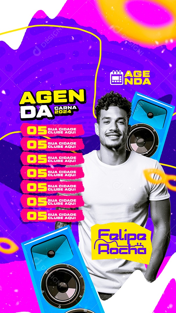 Story Flyer Carnaval Agenda Carna 2024 Felipe Rocha Social Media PSD Editável