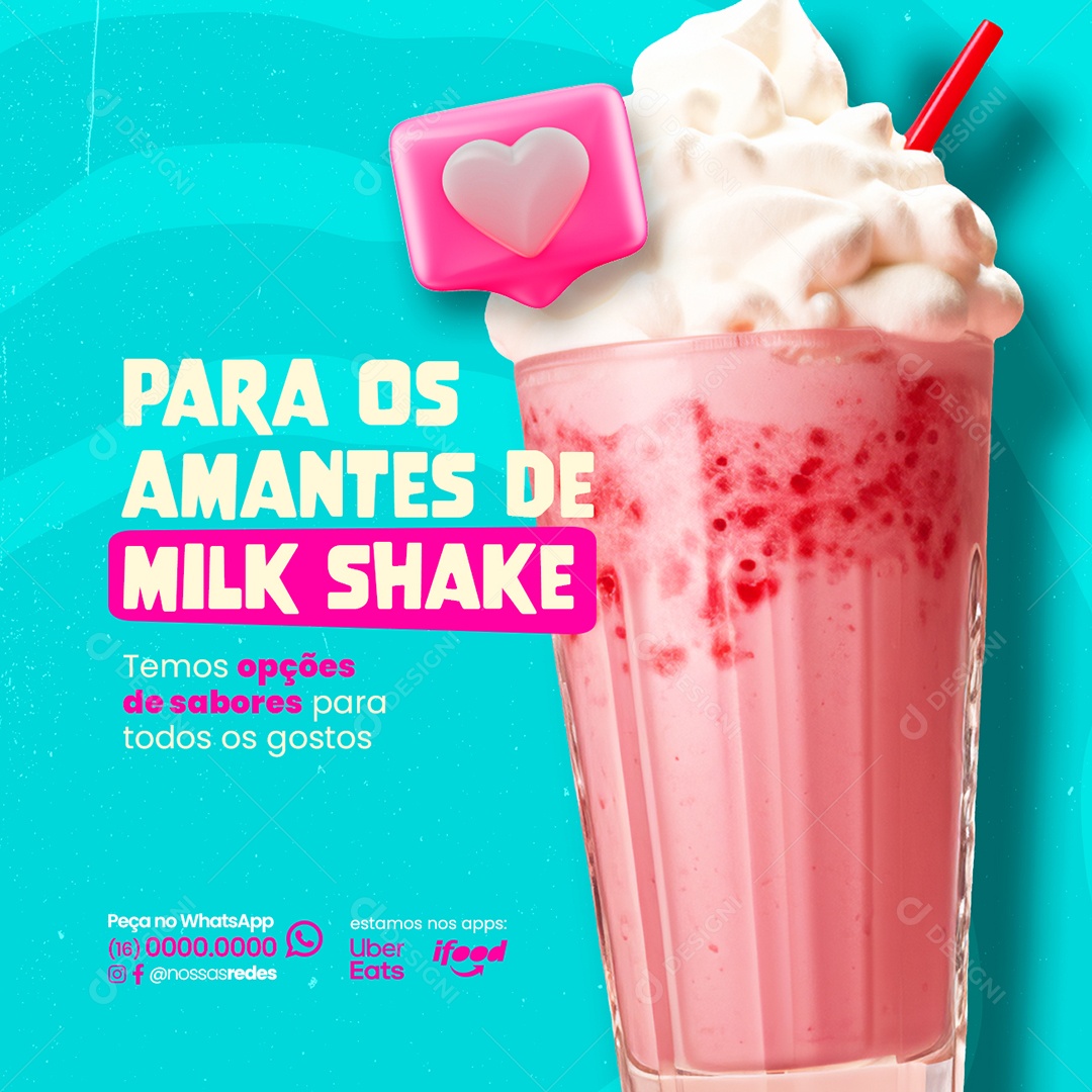 Sorveteria Para os Amantes de Mil Shake Social Media PSD Editável