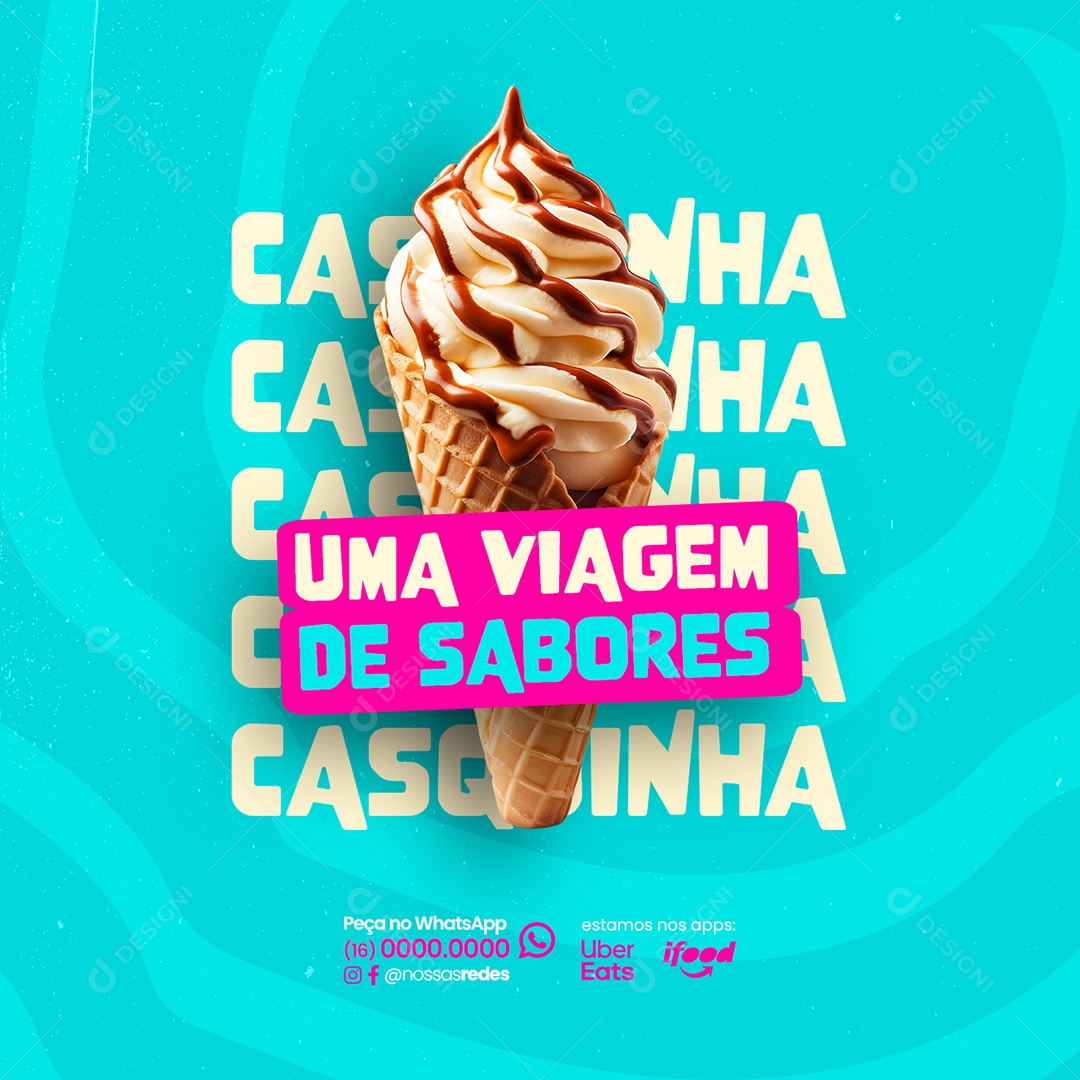Sorveteria Casquinha Uma Viagem de Sabores Social Media PSD Editável