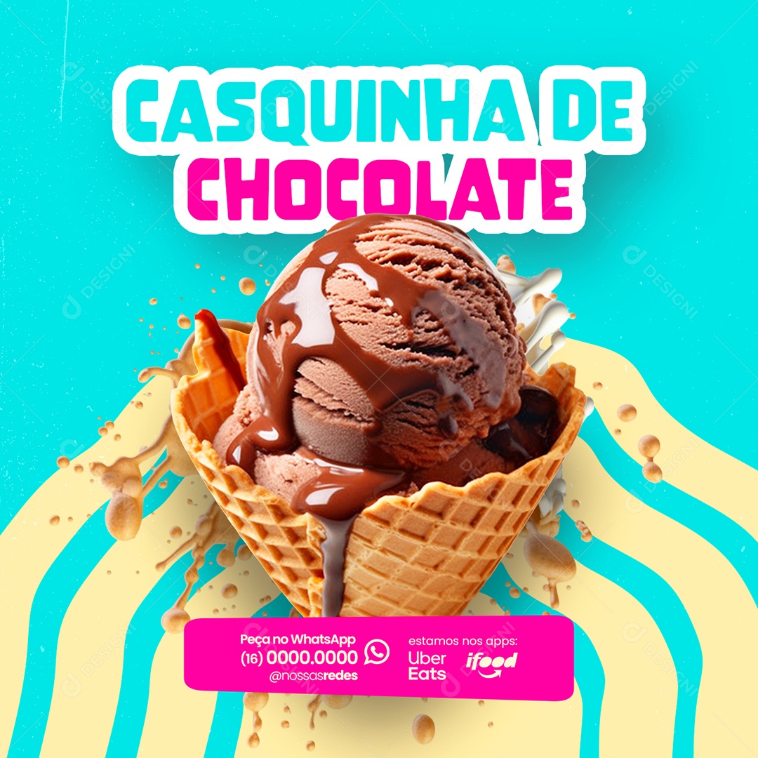 Sorveteria Casquinha De Chocolate Social Media PSD Editável