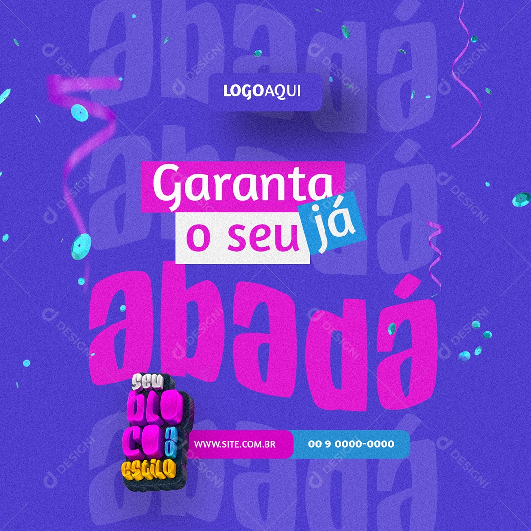 Carnaval Abadá Garanta o seu já Seu Bloquinho no Estilo Social Media PSD Editável