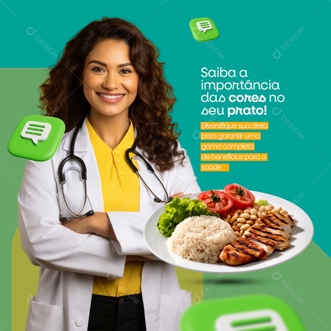 Nutricionista Saiba a importância das cores no seu prato Social Media PSD Editável