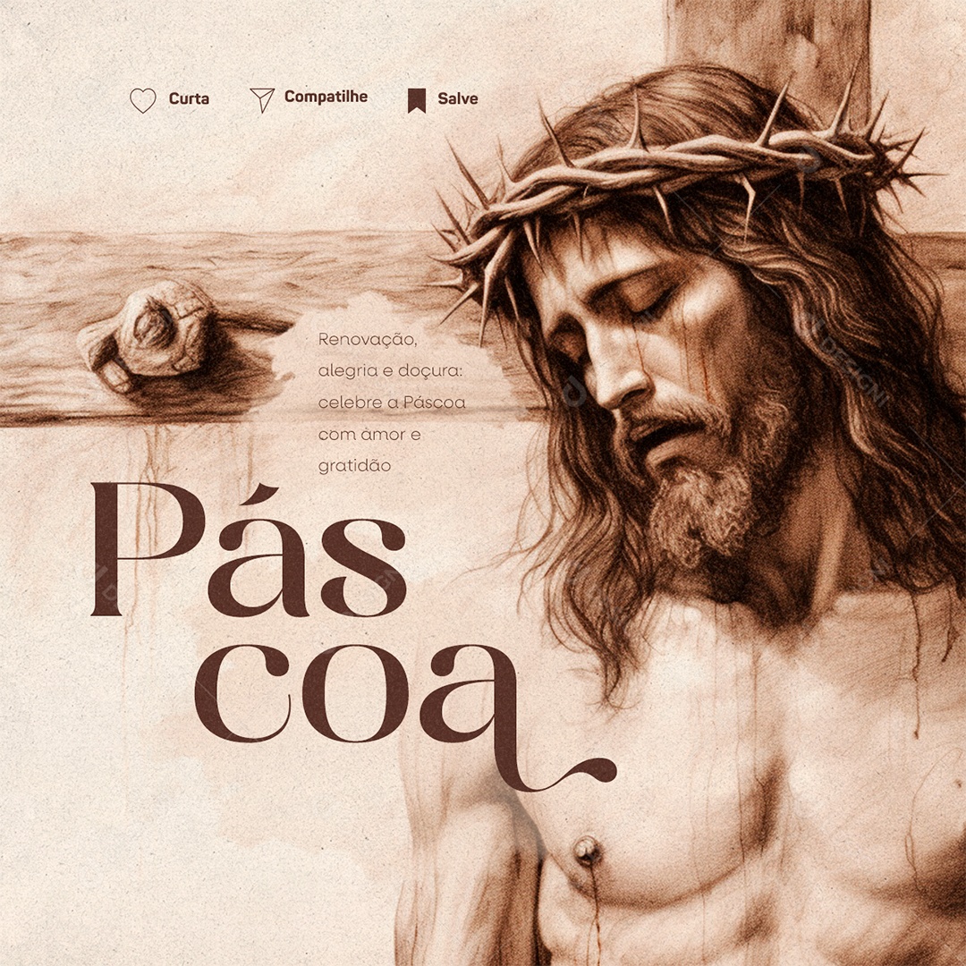 Social Media Feliz Páscoa Renovação alegria e doçura PSD Editável