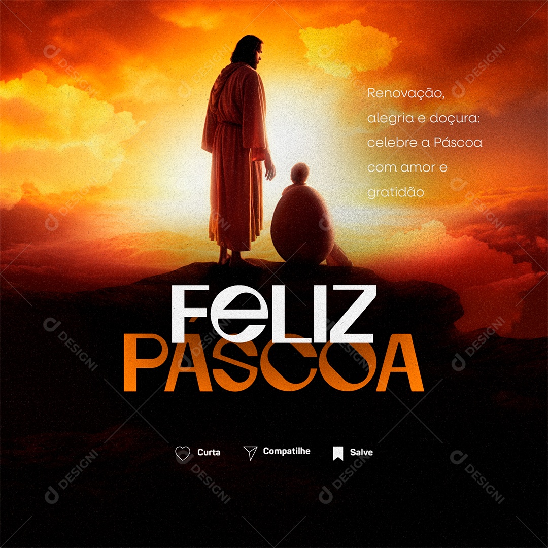 Feliz Páscoa Renovação alegria e doçura Social Media PSD Editável