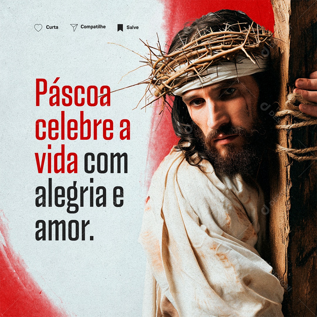 Feliz Páscoa celebre a vida com alegria e amor Social Media PSD Editável