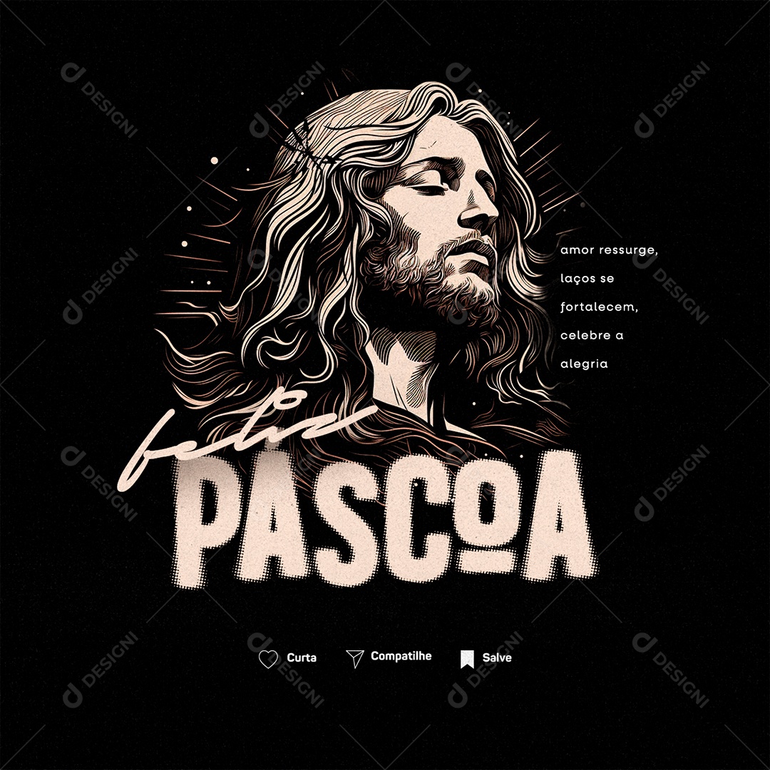 Feliz Páscoa Amor ressurge laços se fortalecem Social Media PSD Editável