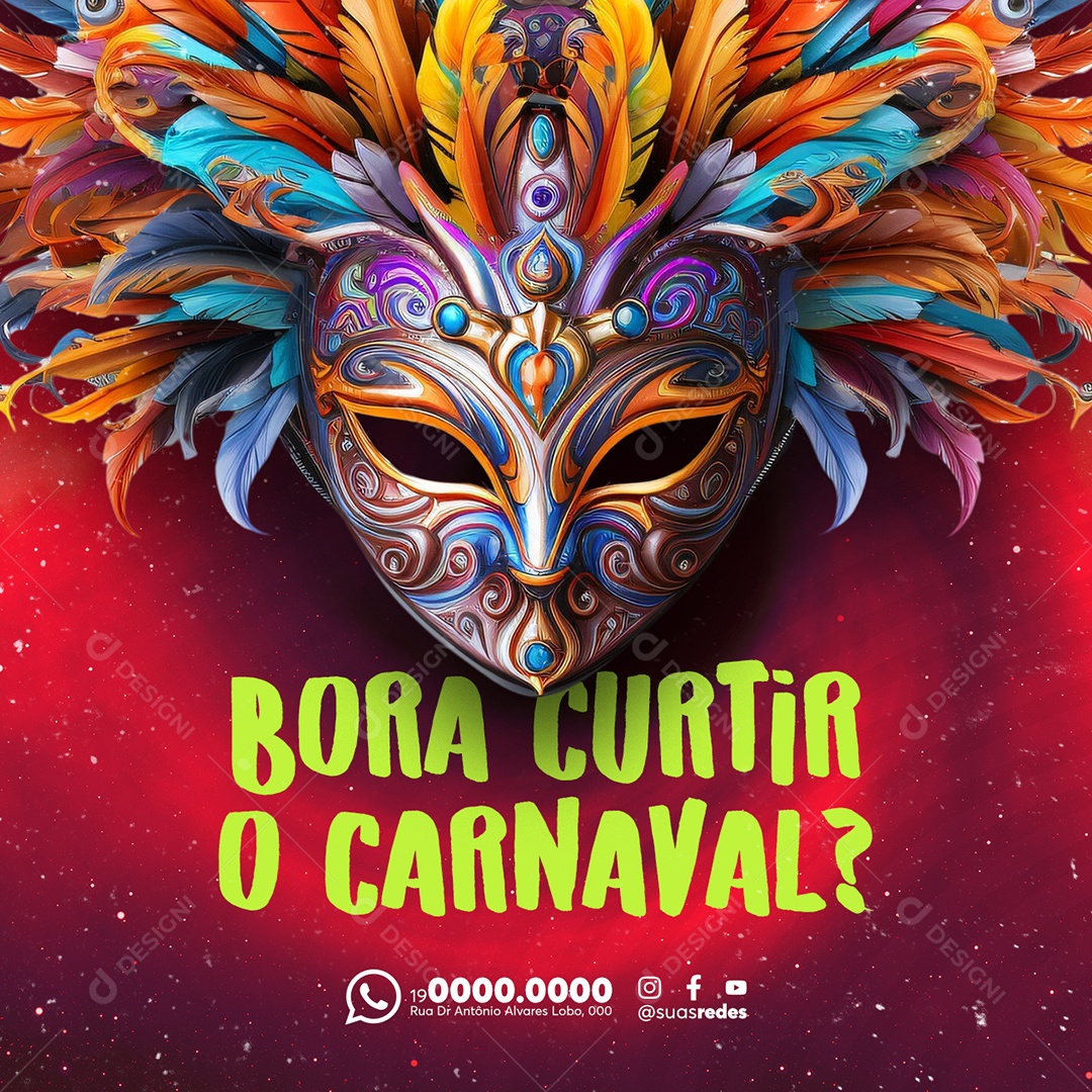 Bora Curtir o Carnaval Social Media PSD Editável