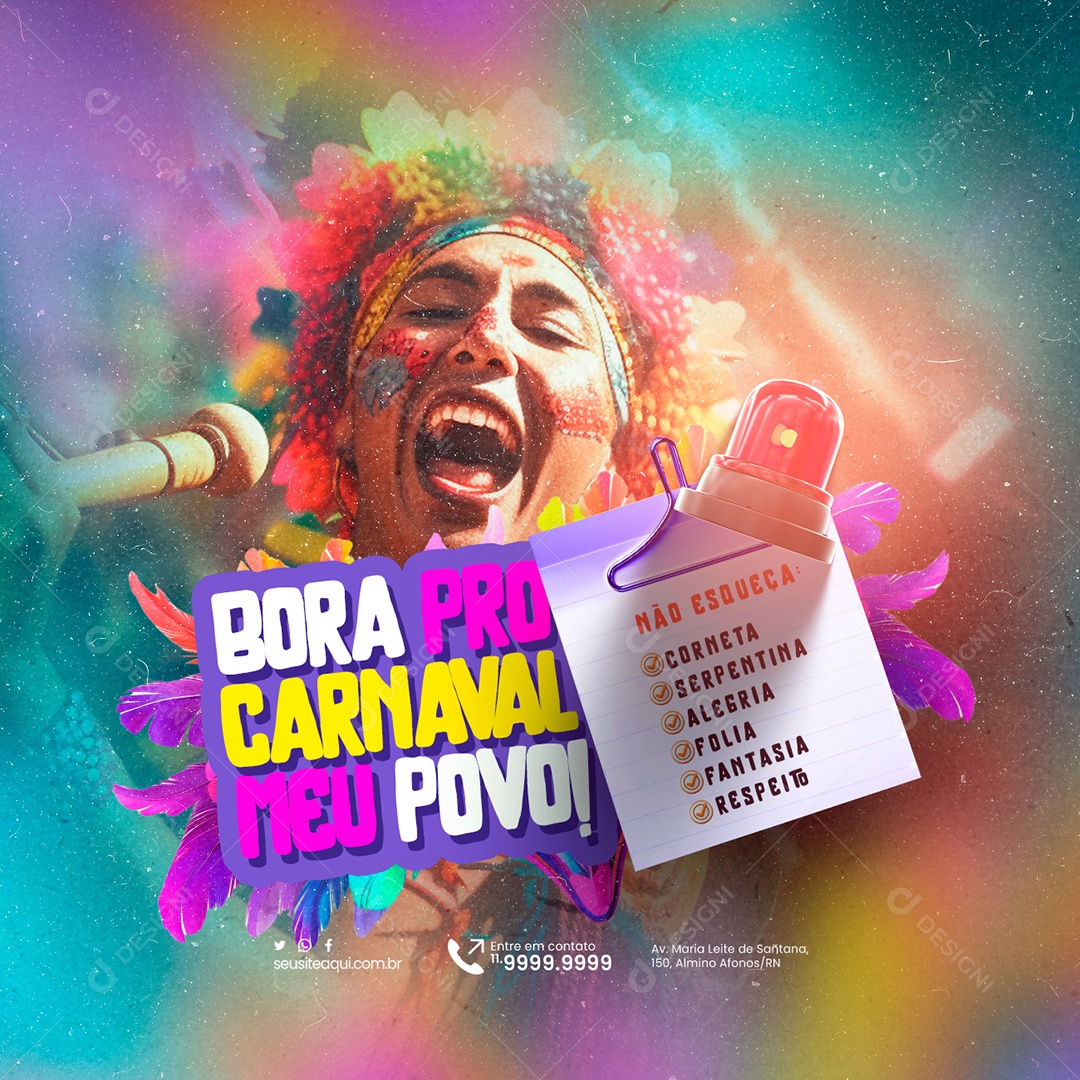 Bora Pro Carnaval Meu Povo Social Media PSD Editável