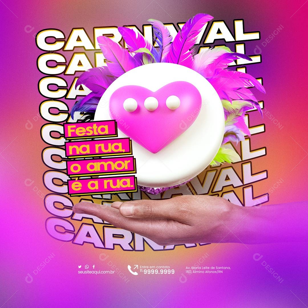 Carnaval Festa na rua o amor é a rua Social Media PSD Editável