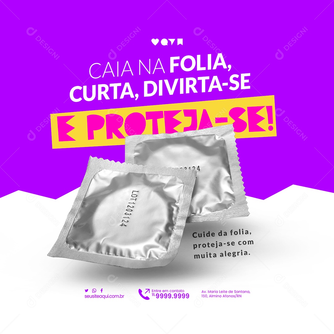 Carnaval Caia na Folia Curta Divirta se e Proteja se Social Media PSD Editável