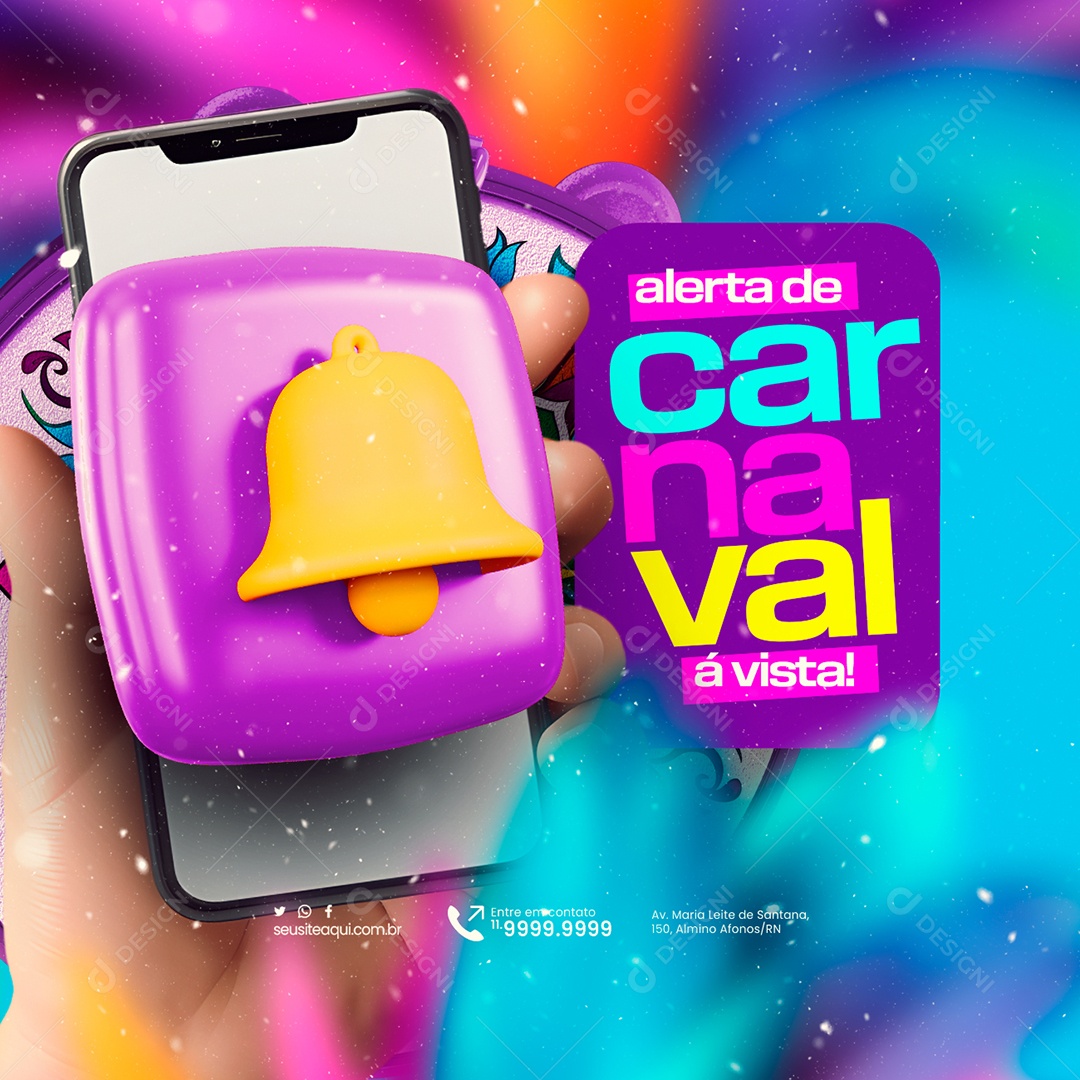 Alerta de Carnaval á vista Social Media PSD Editável