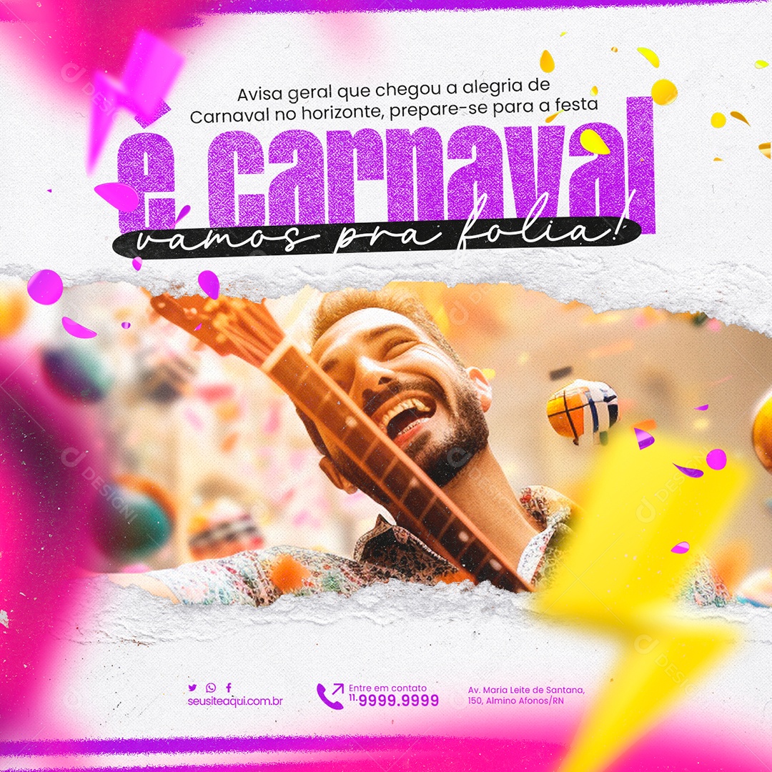 Carnaval Vamos pra folia Social Media PSD Editável