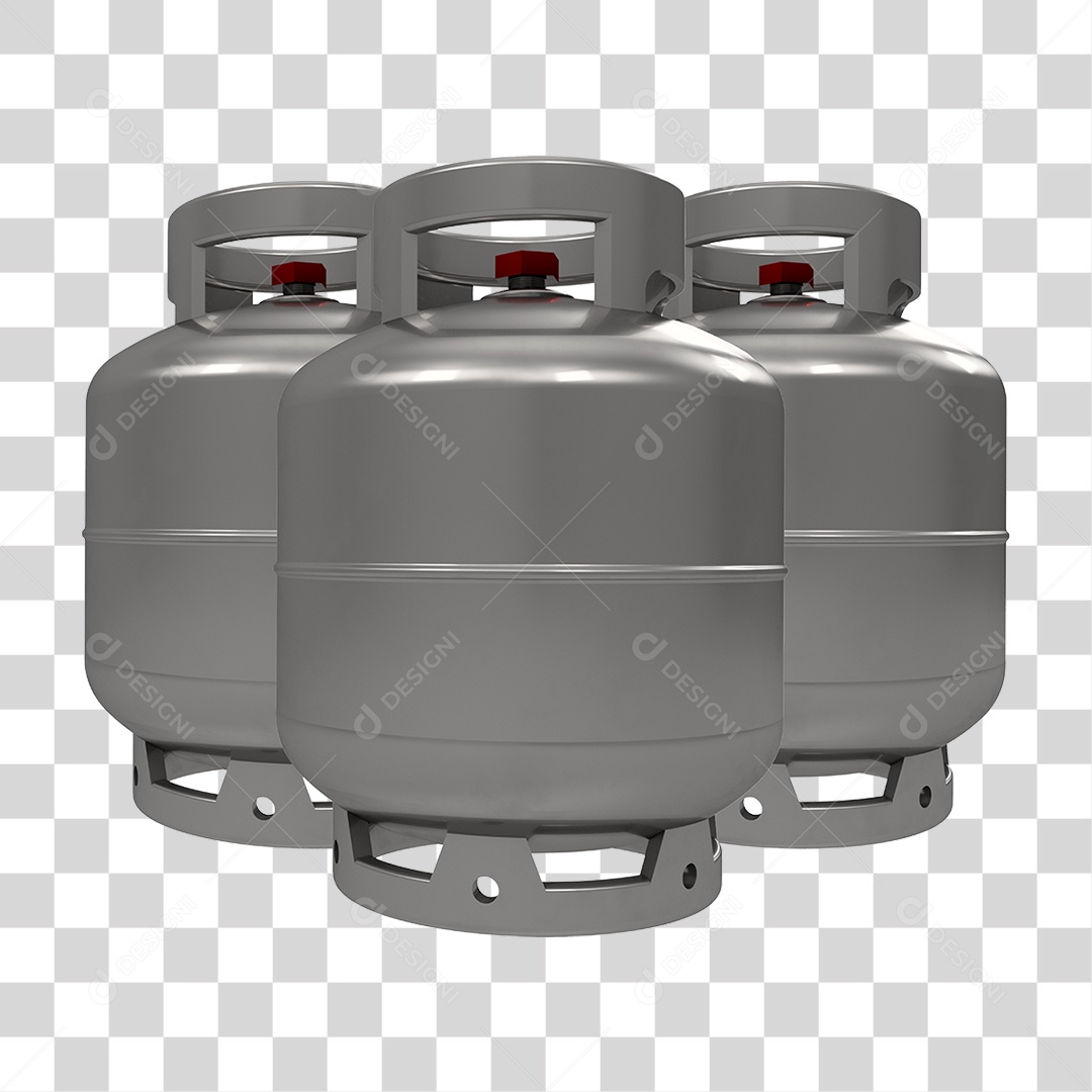 Três Botijões de Gás PNG Transparente