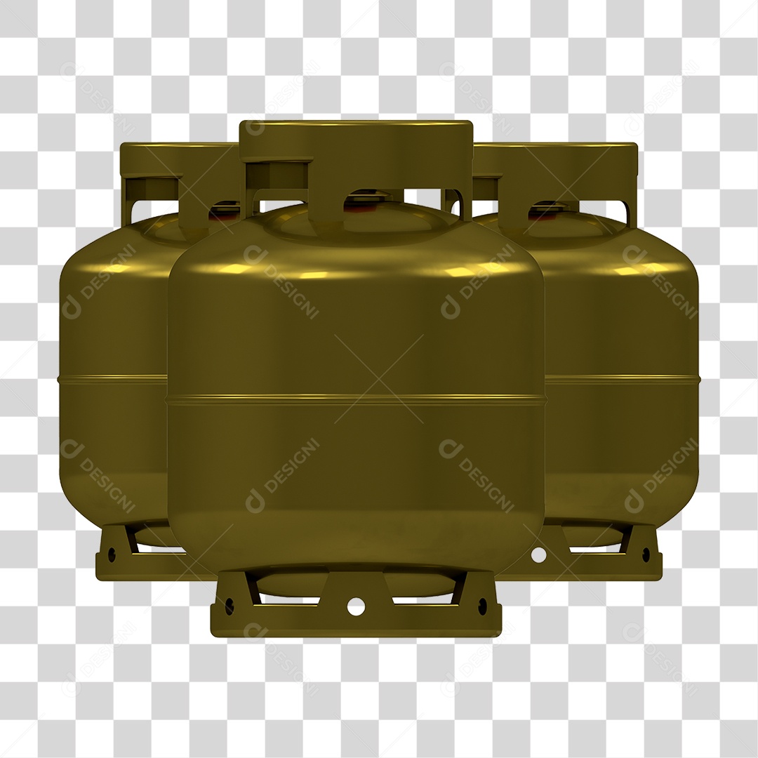Três Botijões de Gás PNG Transparente