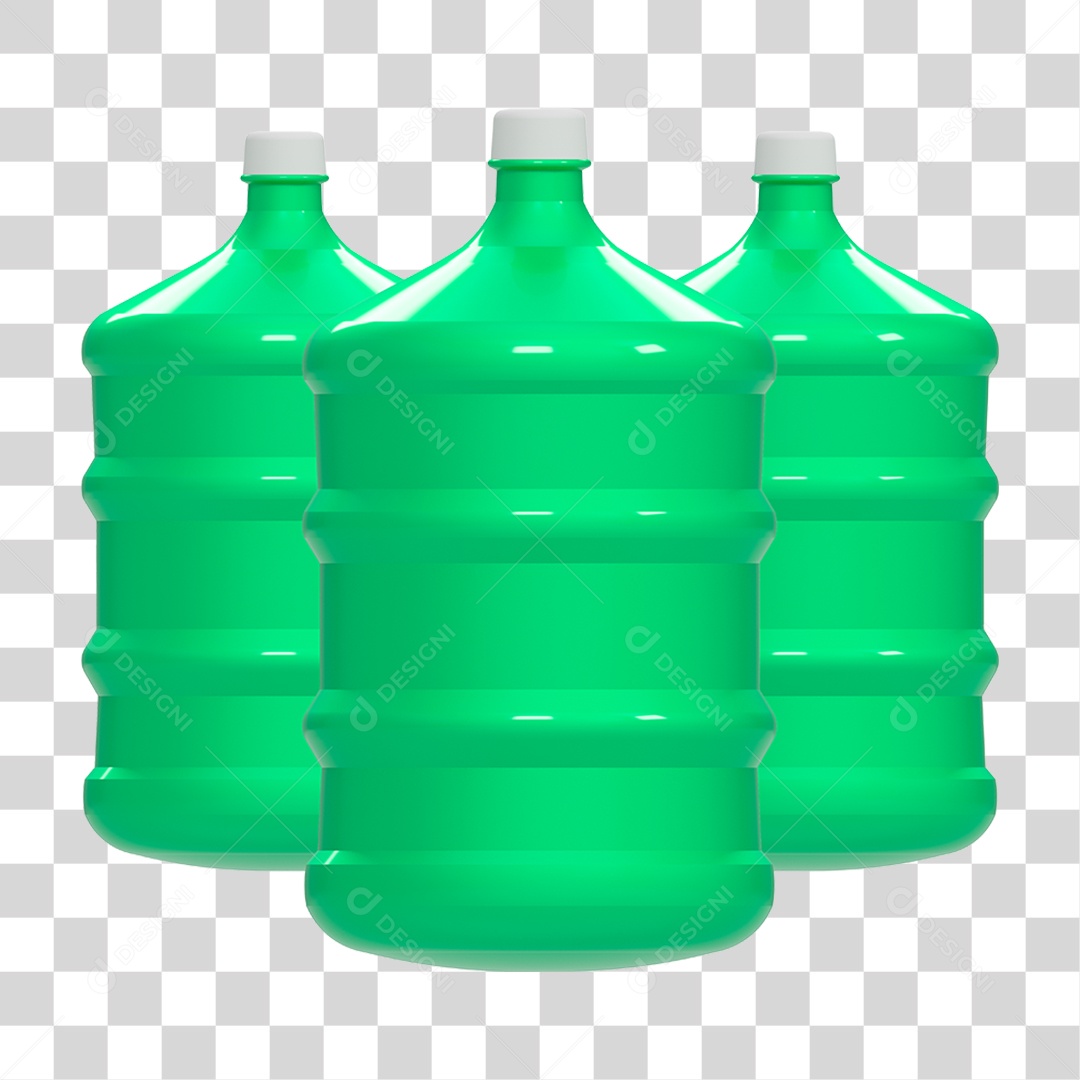 Três Garrafões de Água Verde PNG Transparente