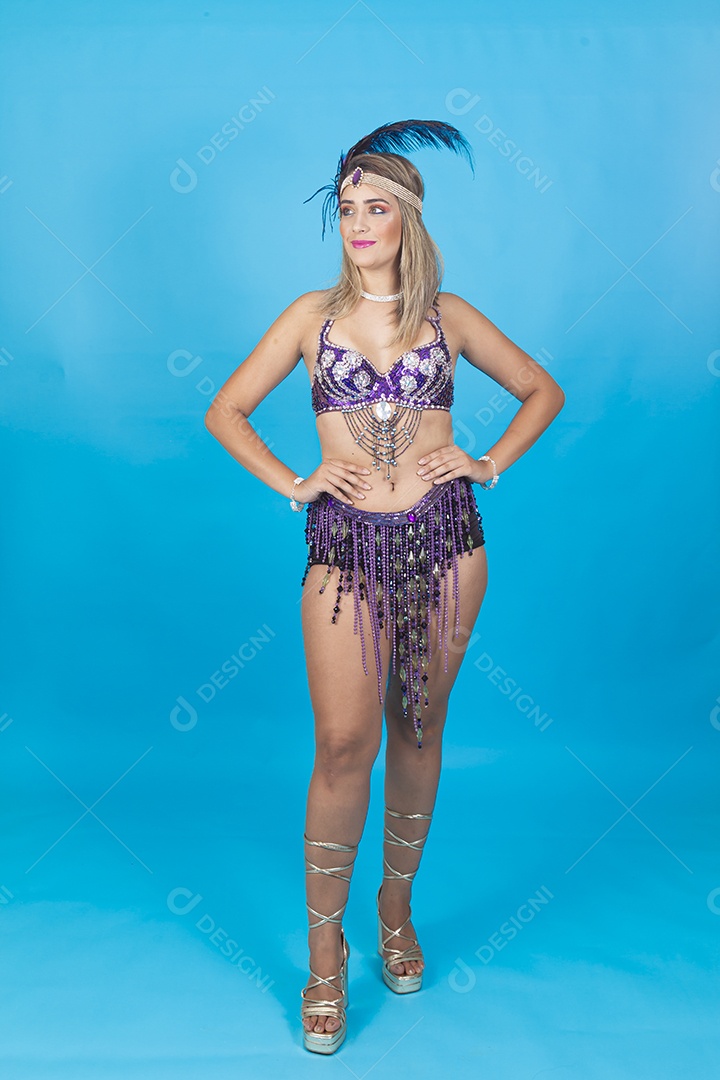 Linda passista fantasiada para o carnaval.