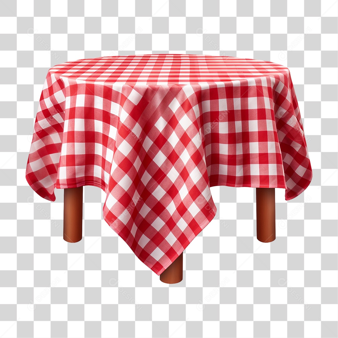 Mesa com Toalha Quadriculada PNG Transparente