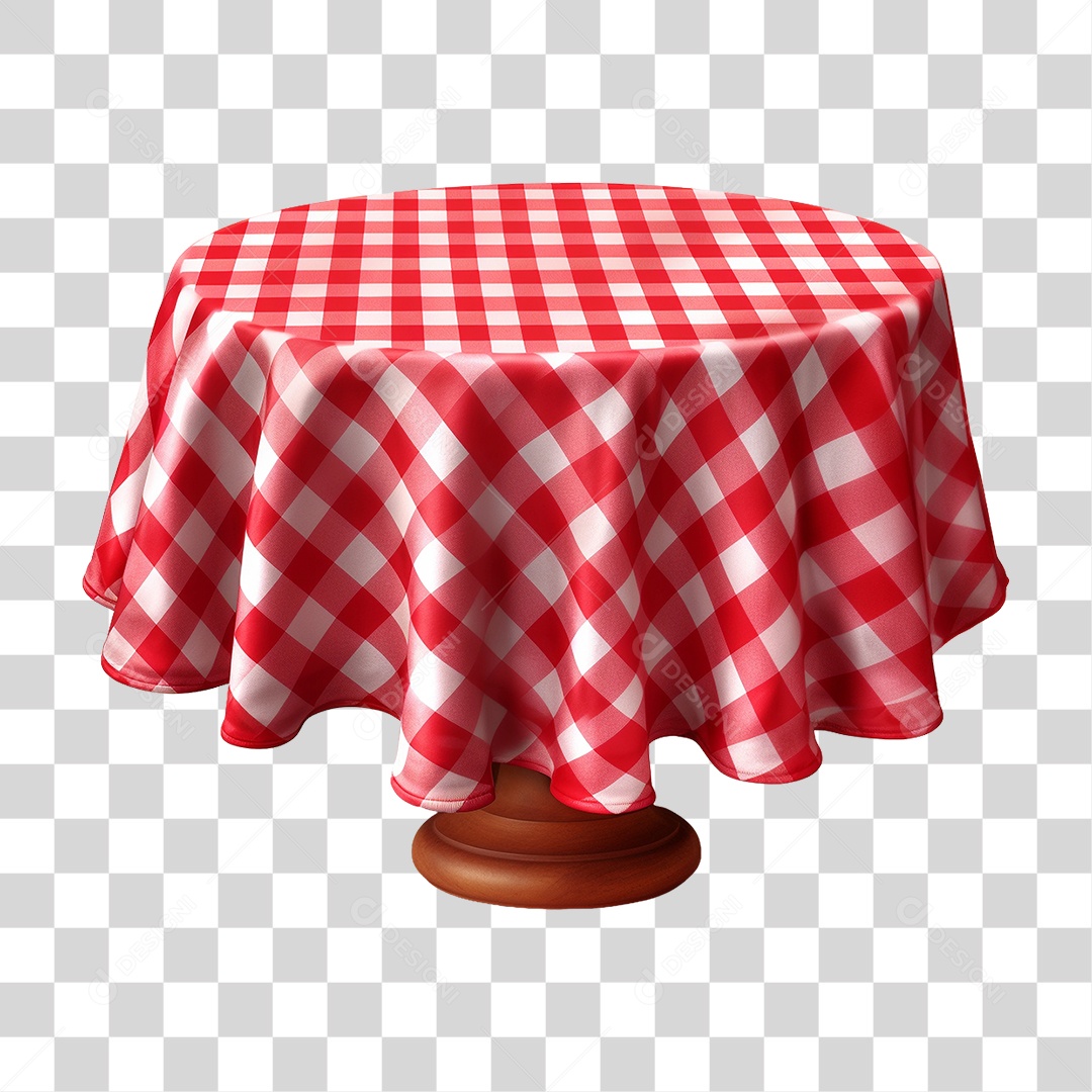 Mesa com Toalha Quadriculada PNG Transparente