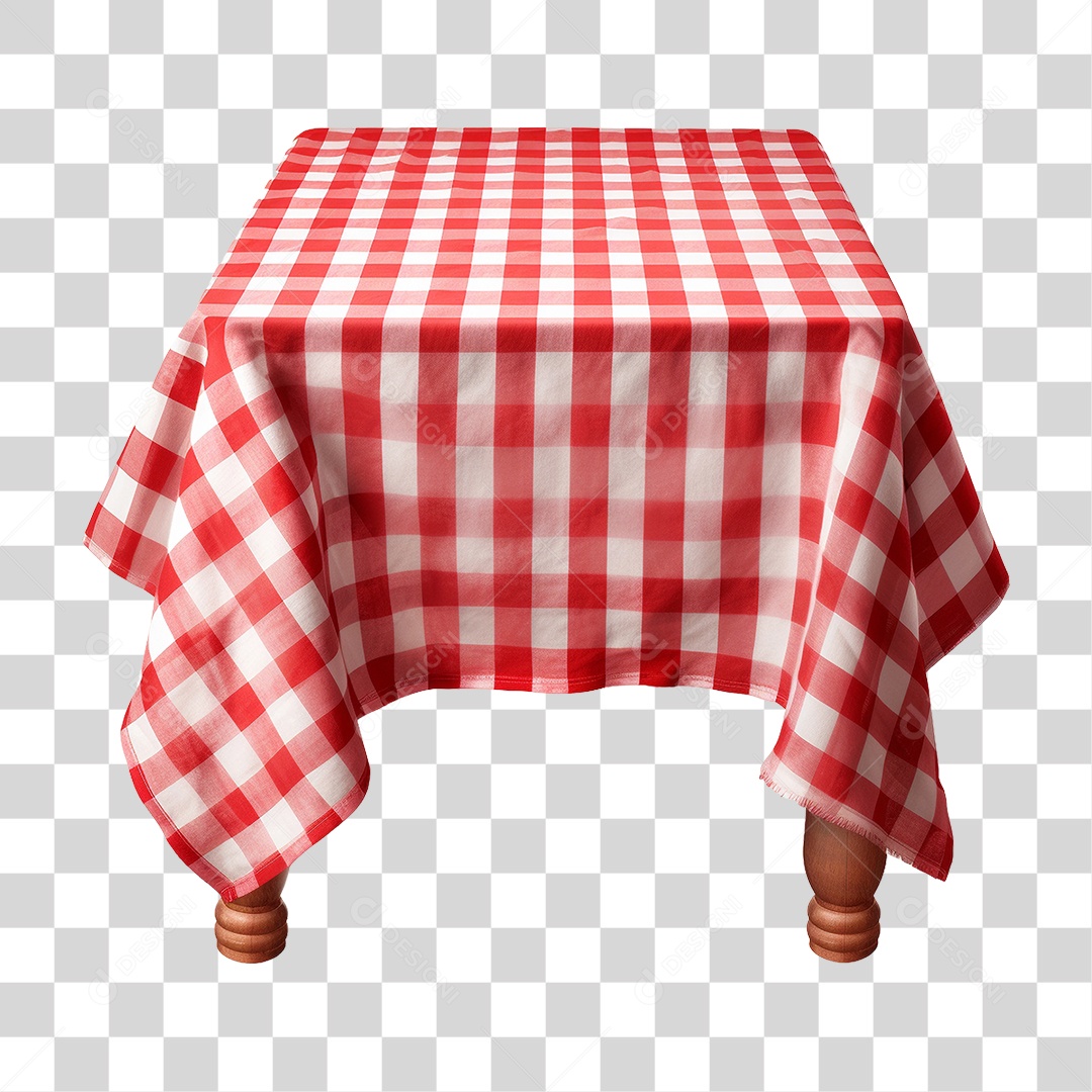 Mesa com Toalha Quadriculada PNG Transparente