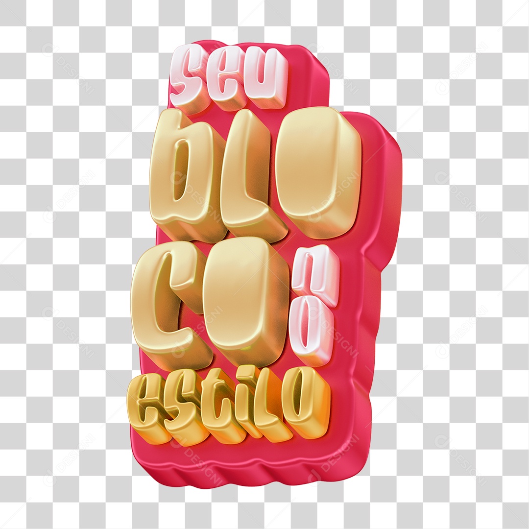 Selo 3D Seu Bloco no Estilo PNG Transparente
