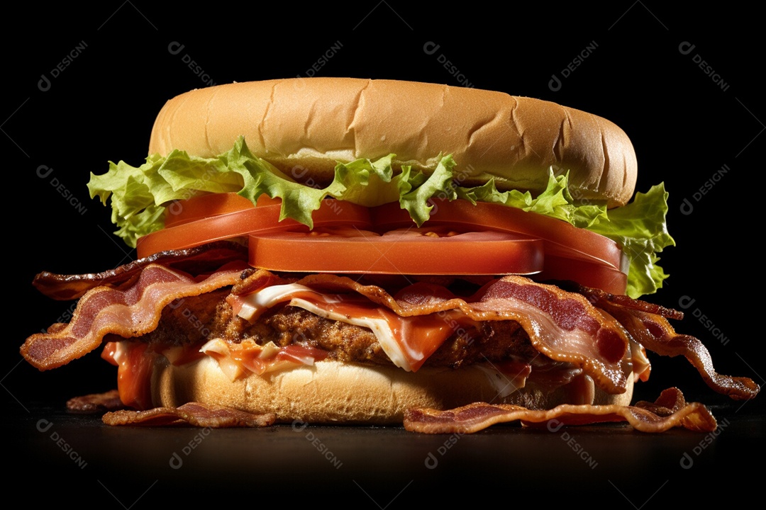 Delicioso Hambúrguer sobre uma tábua de madeira