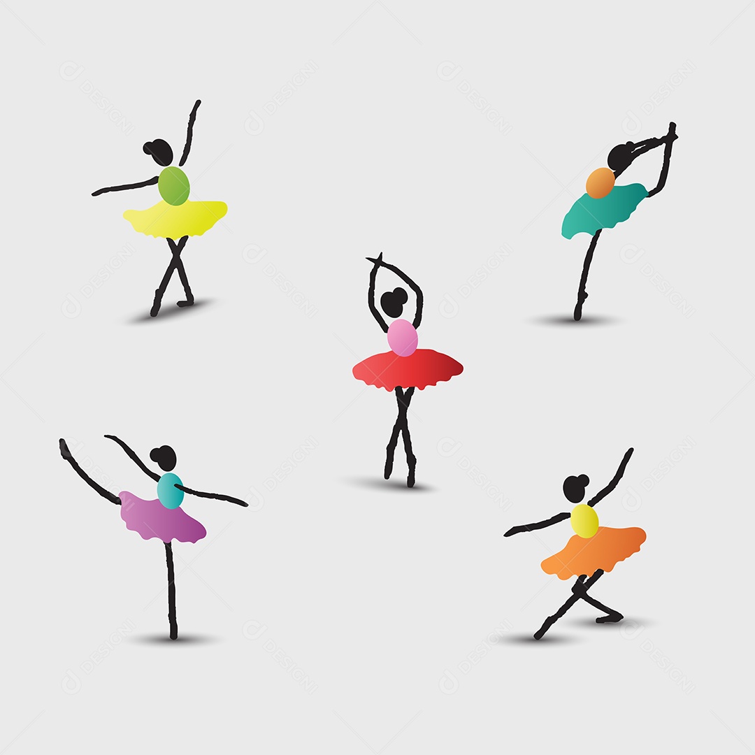 Conjunto de Bailarinas Ilustração Vetor EPS