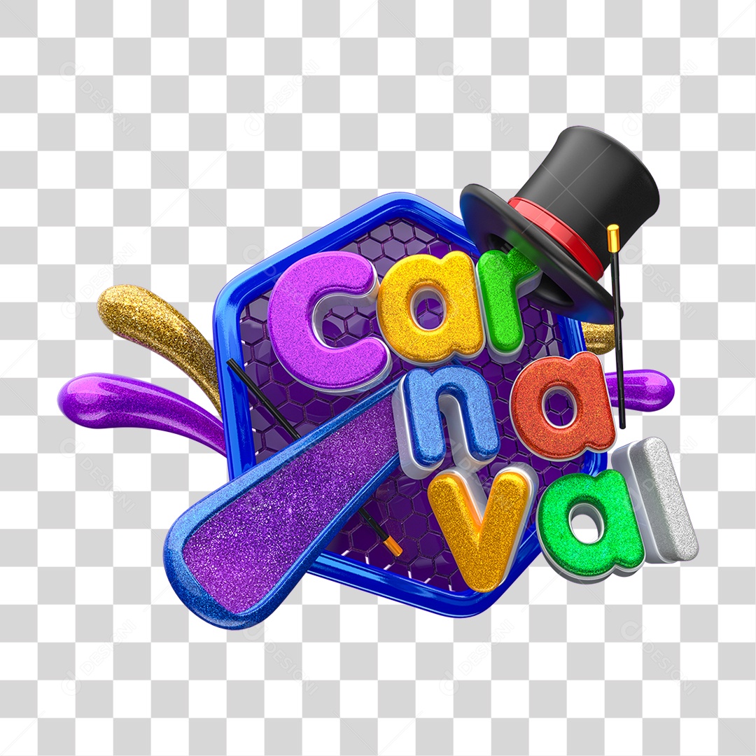 Selo 3D Carnaval PNG Transparente