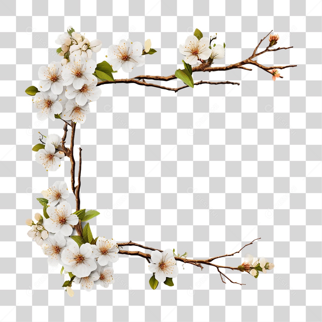 Galhos Flores PNG Transparente