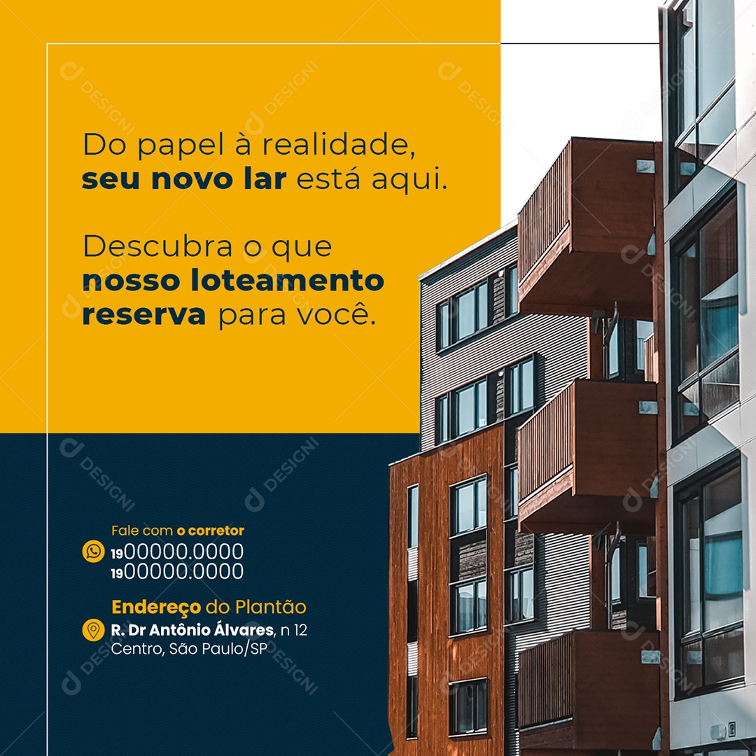 Empreendimento Loteamento Do papel à realidade Social Media PSD Editável