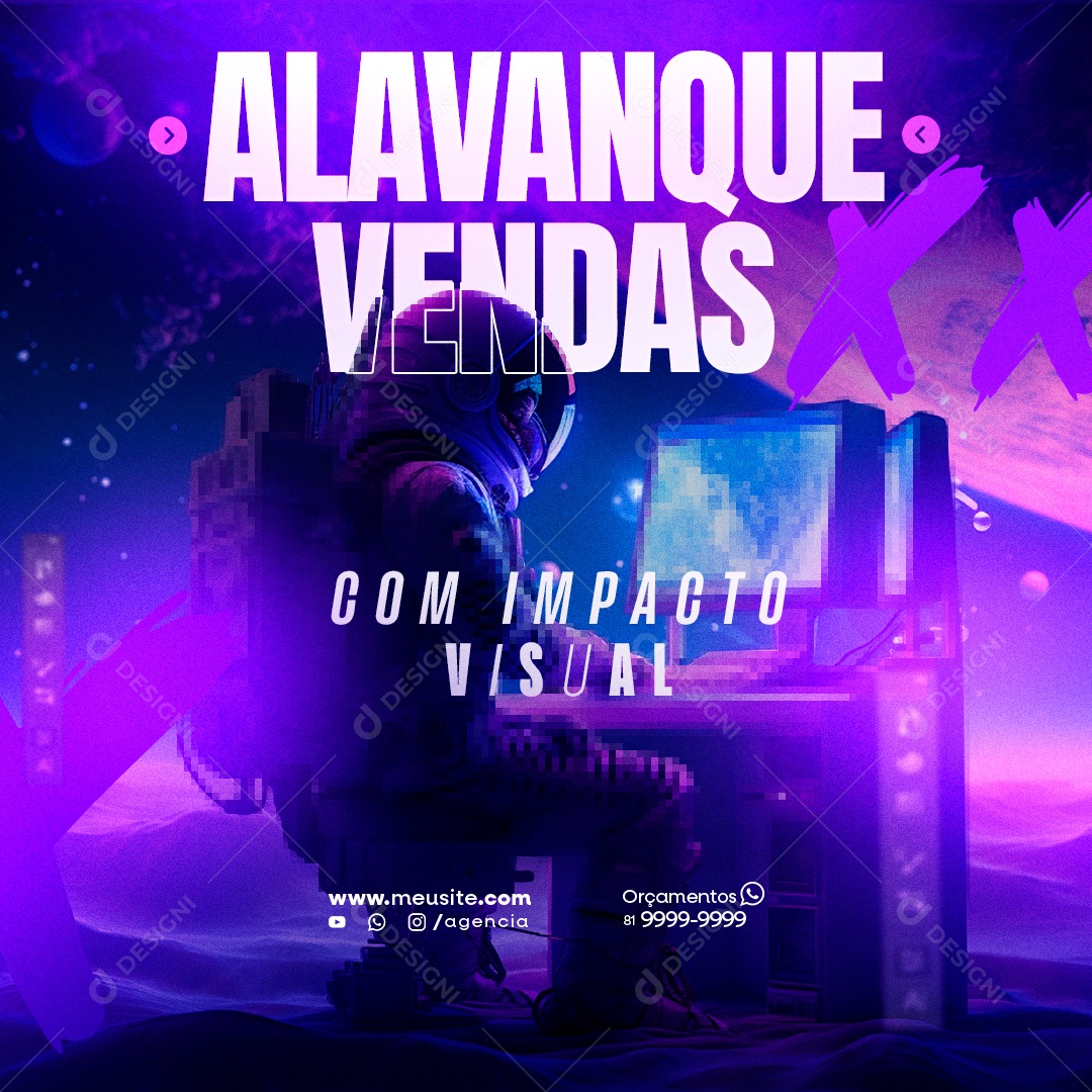 Marketing Digita Alavanque Vendas com Impacto Visual Social Media PSD Editável