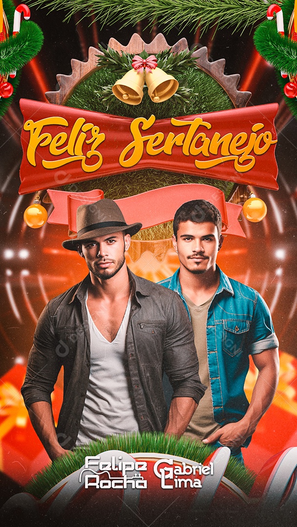 Story Flyer Natal Feliz Sertanejo Felipe Rocha Gabriel Lima Social Media PSD Editável