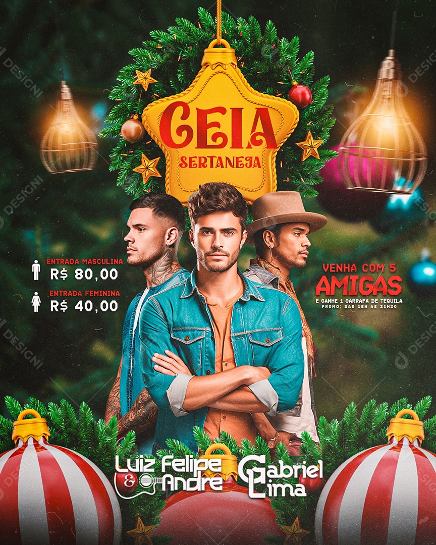Flyer Ceia Sertaneja Luiz Felipe & Andre Gabriel Lima Social Media PSD Editável