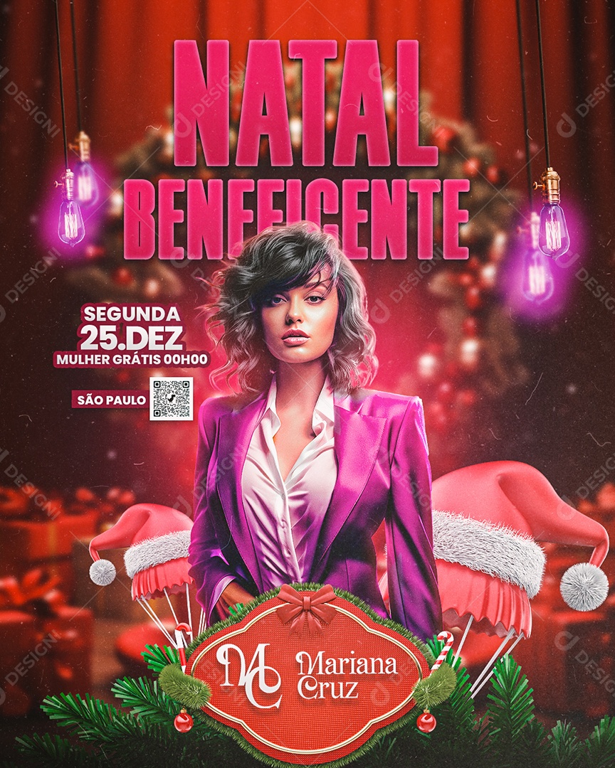 Flyer Natal Beneficente Mariana Cruz Social Media PSD Editável