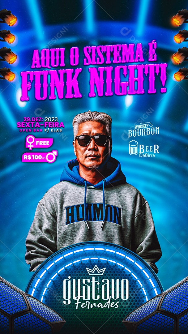 Story Flyer Aqui o Sistema é Funk Night Gustavo Fernades Social Media PSD Editável