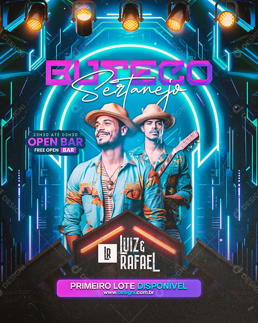 Flyer Buteco Sertanejo Luiz & Rafael Social Media PSD Editável