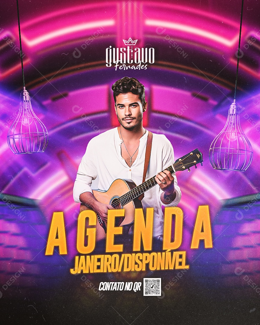 Flyer Gustavo Fernades Agenda Janeiro Disponível Social Media PSD Editável