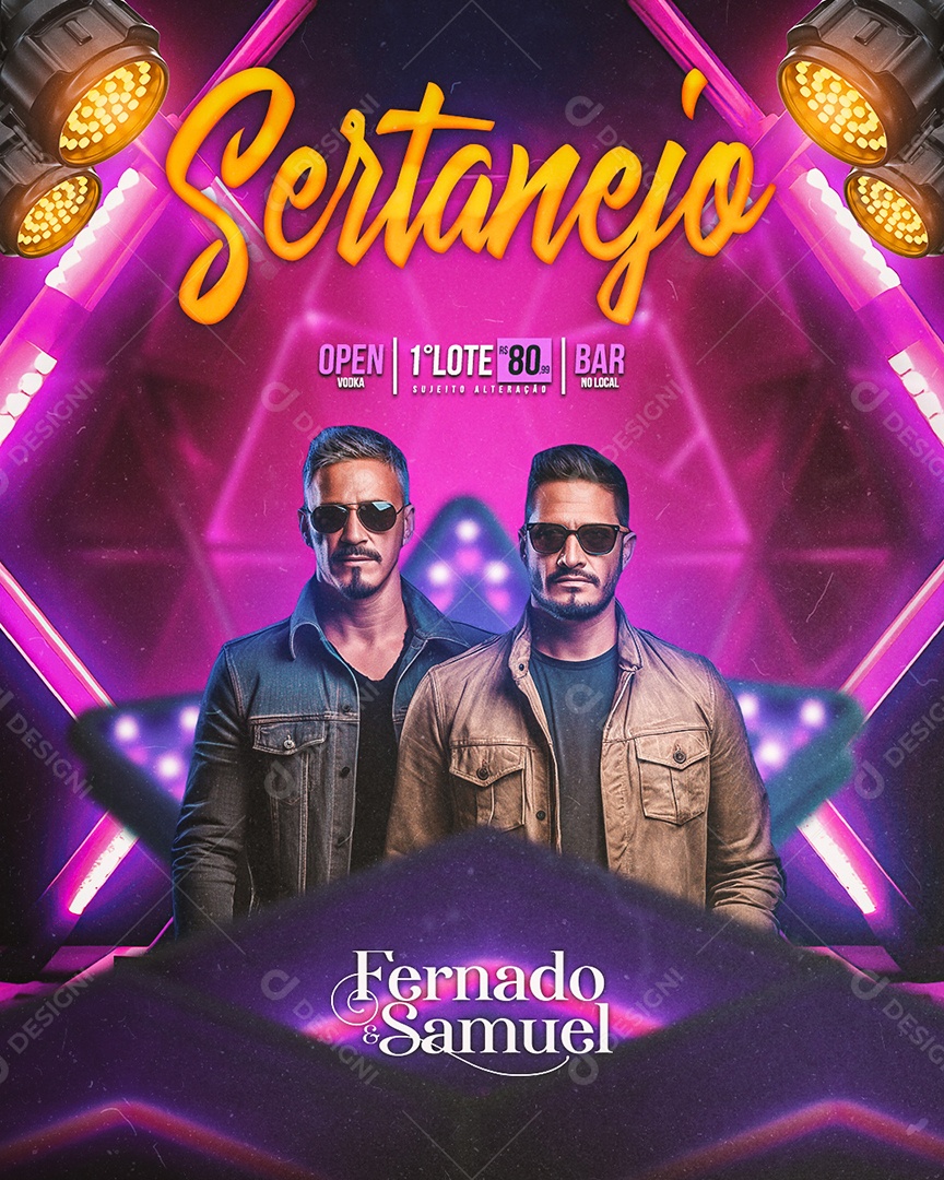 Flyer Sertanejo Fernado & Samuel Social Media PSD Editável