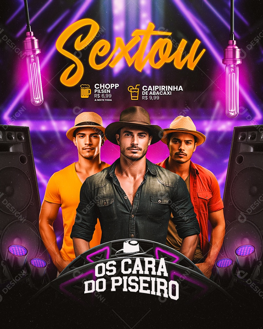 Flyer Sextou Os Cara Do Piseiro Social Media PSD Editável