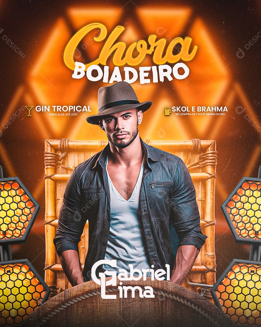 Flyer Chora Boiadeiro Gabriel Lima Social Media PSD Editável