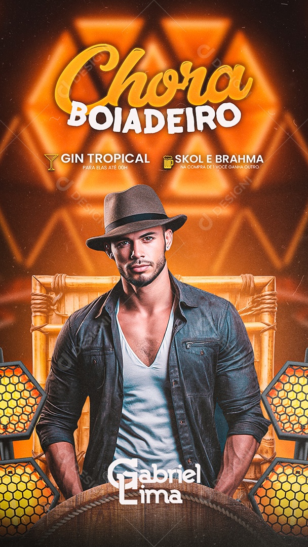 Story Flyer Chora Boiadeiro Gabriel Lima Social Media PSD Editável