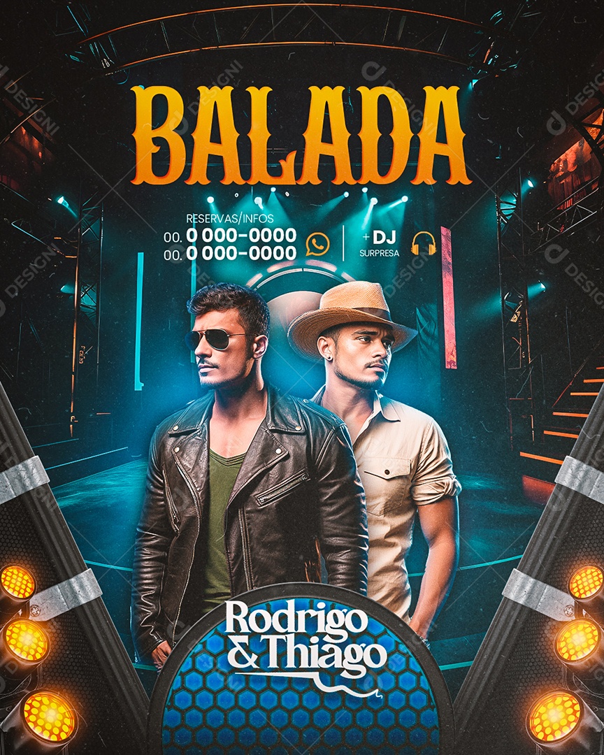 Flyer Balada Rodrigo & Thiago Social Media PSD Editável