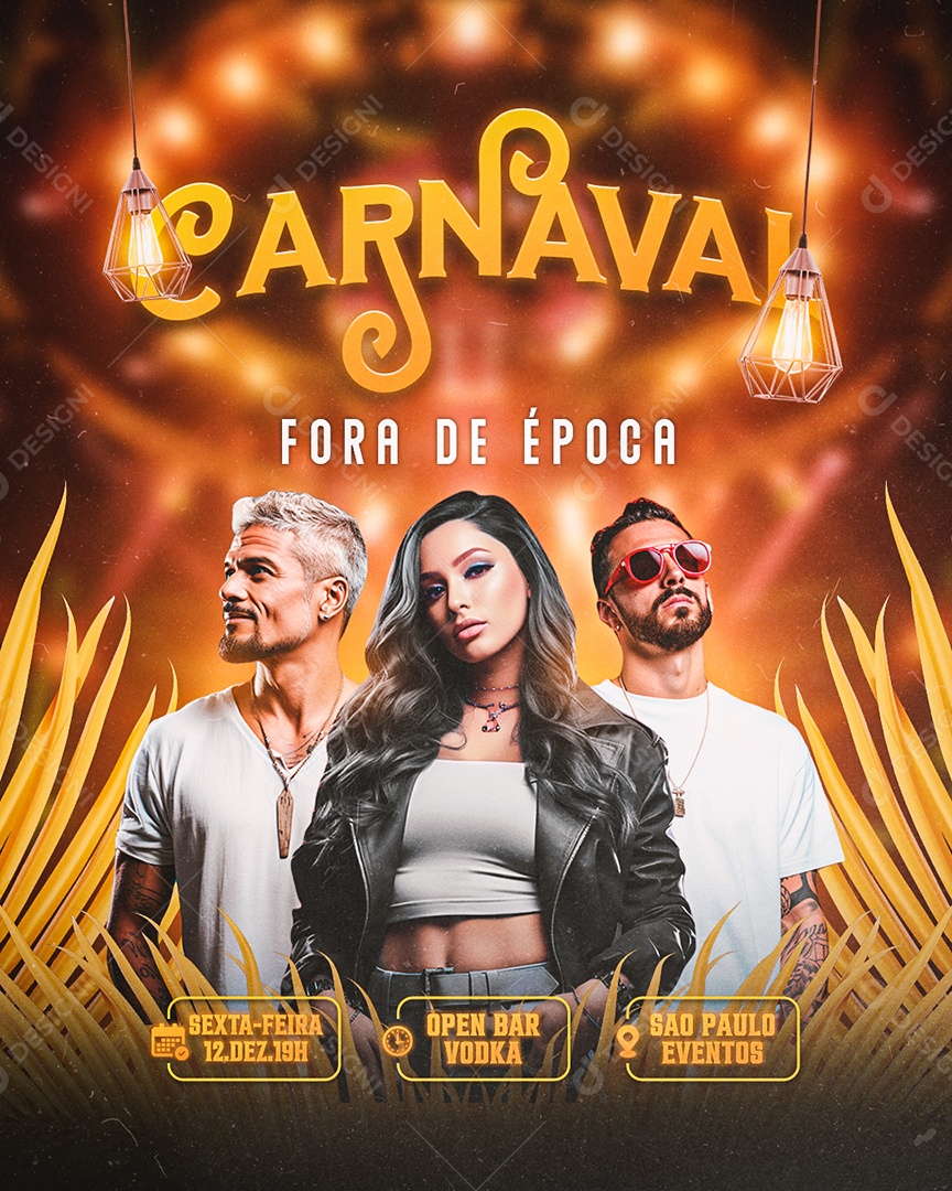 Flyer Carnaval Fora de Época Social Media PSD Editável