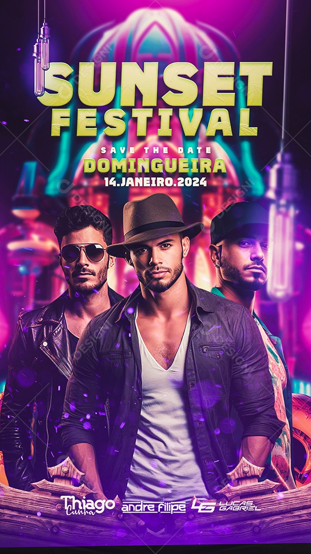 Story Flyer Sunset Festival Thiago Cunha Andre Filipe Lucas Gabriel Social Media PSD Editável