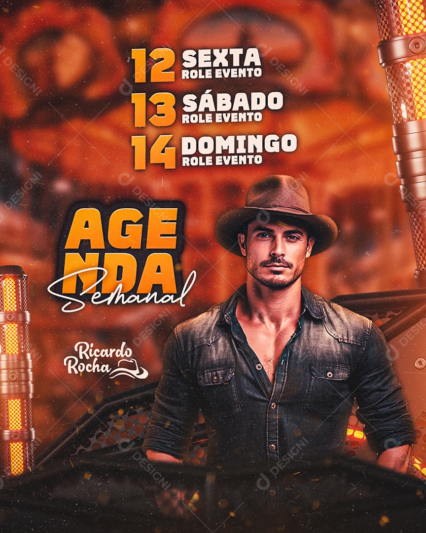 Flyer Agenda Semanal Ricardo Rocha Social Media PSD Editável