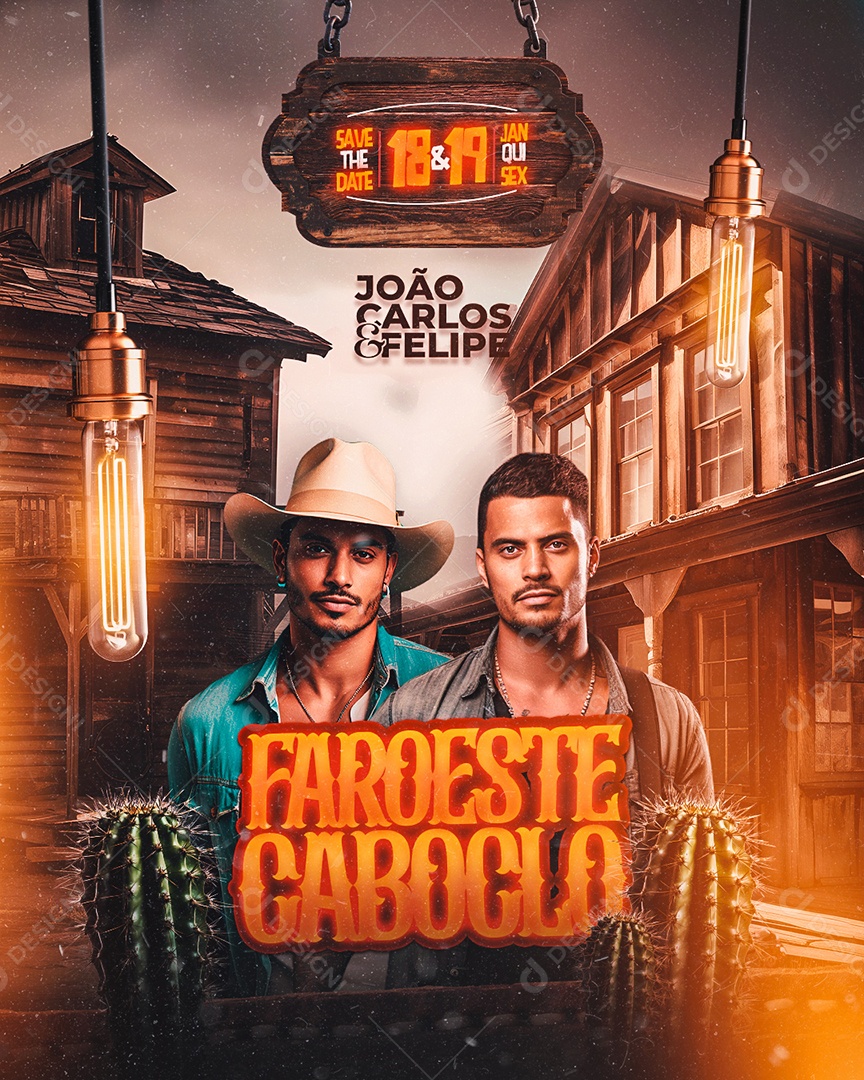 Flyer João Carlos & Felipe Faroeste Caboclo Social Media PSD Editável