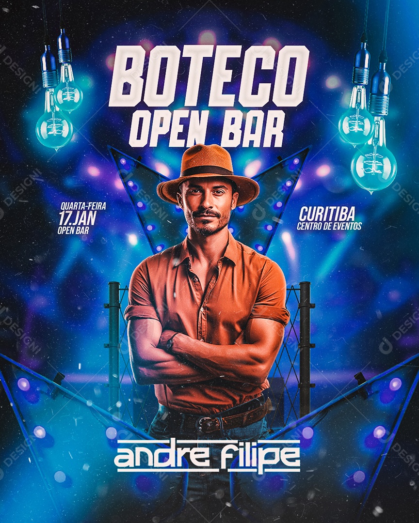 Flyer Boteco Open Bar Andre Filipe Social Media PSD Editável